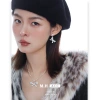 Asymmetrical bow earrings for women, original and niche design, sweet and elegant, high-end, 925 silver needle earrings details Picture